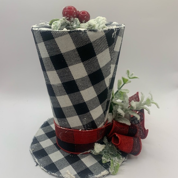 Christmas Tabletop Decoration/Lg Ornament/Tree Topper Black/White Buffalo Check - Picture 5 of 10